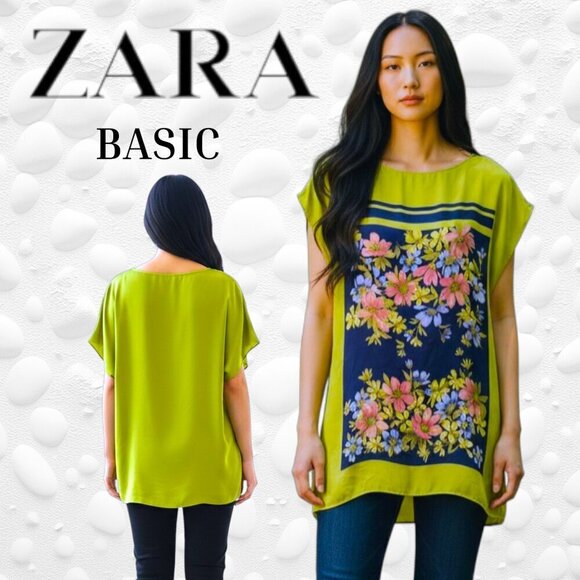 Zara Basic Tops - 🌿 ZARA BASIC Floral Panel Tunic – Size Large